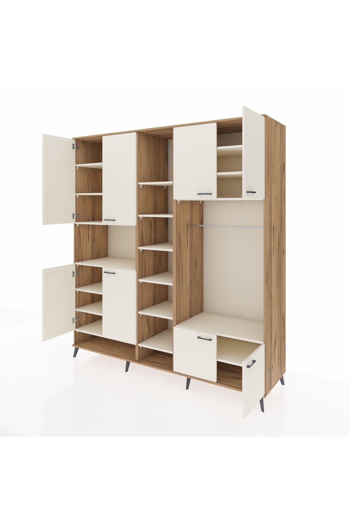 Kronos Dolap 18 Raflı 8 Kapaklı Tek Askılı 220x59x243 Çam-Aytaşı/Aytaşı