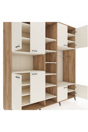 Kronos Dolap 18 Raflı 8 Kapaklı Tek Askılı 220x59x243 Çam-Aytaşı/Aytaşı