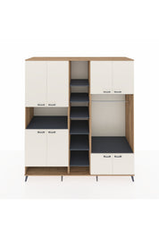 Kronos Dolap 18 Raflı 8 Kapaklı Tek Askılı 220x59x243 Çam-Aytaşı/Antrasit