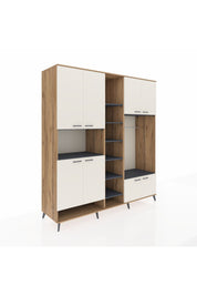 Kronos Dolap 18 Raflı 8 Kapaklı Tek Askılı 220x59x243 Çam-Aytaşı/Antrasit