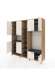 Kronos Dolap 18 Raflı 8 Kapaklı Tek Askılı 220x59x243 Çam-Aytaşı/Antrasit