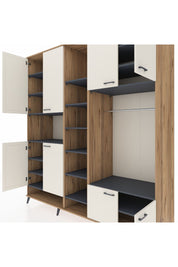 Kronos Dolap 18 Raflı 8 Kapaklı Tek Askılı 220x59x243 Çam-Aytaşı/Antrasit