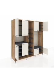 Kronos Dolap 18 Raflı 8 Kapaklı Tek Askılı 220x59x243 Çam-Aytaşı/Antrasit