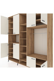 Kronos Dolap 18 Raflı 8 Kapaklı Tek Askılı 220x59x243 Çam-Aytaşı/Çam