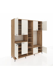 Kronos Dolap 18 Raflı 8 Kapaklı Tek Askılı 220x59x243 Çam-Aytaşı/Çam