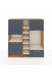 Kronos Dolap 18 Raflı 8 Kapaklı Tek Askılı 220x59x243 Çam-Antrasit/Aytaşı