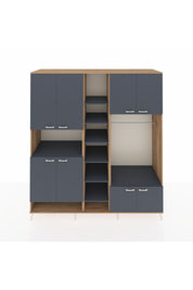 Kronos Dolap 18 Raflı 8 Kapaklı Tek Askılı 220x59x243 Çam-Antrasit/Antrasit