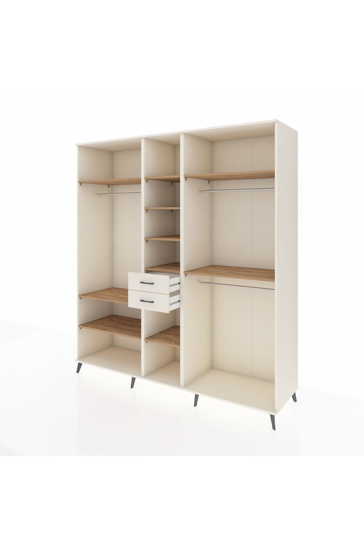 Kronos Dolap 10 Raflı 2 Çekmeceli 3 Askılı 220x59x243 Aytaşı-Çam/Aytaşı