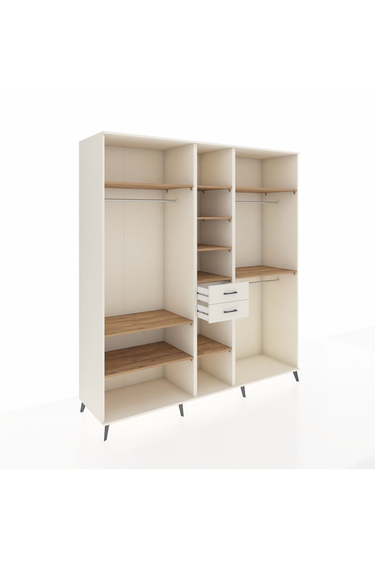 Kronos Dolap 10 Raflı 2 Çekmeceli 3 Askılı 220x59x243 Aytaşı-Çam/Aytaşı