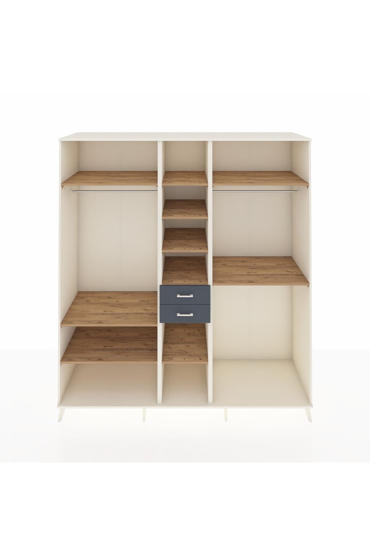 Kronos Dolap 10 Raflı 2 Çekmeceli 3 Askılı 220x59x243 Aytaşı-Çam/Antrasit