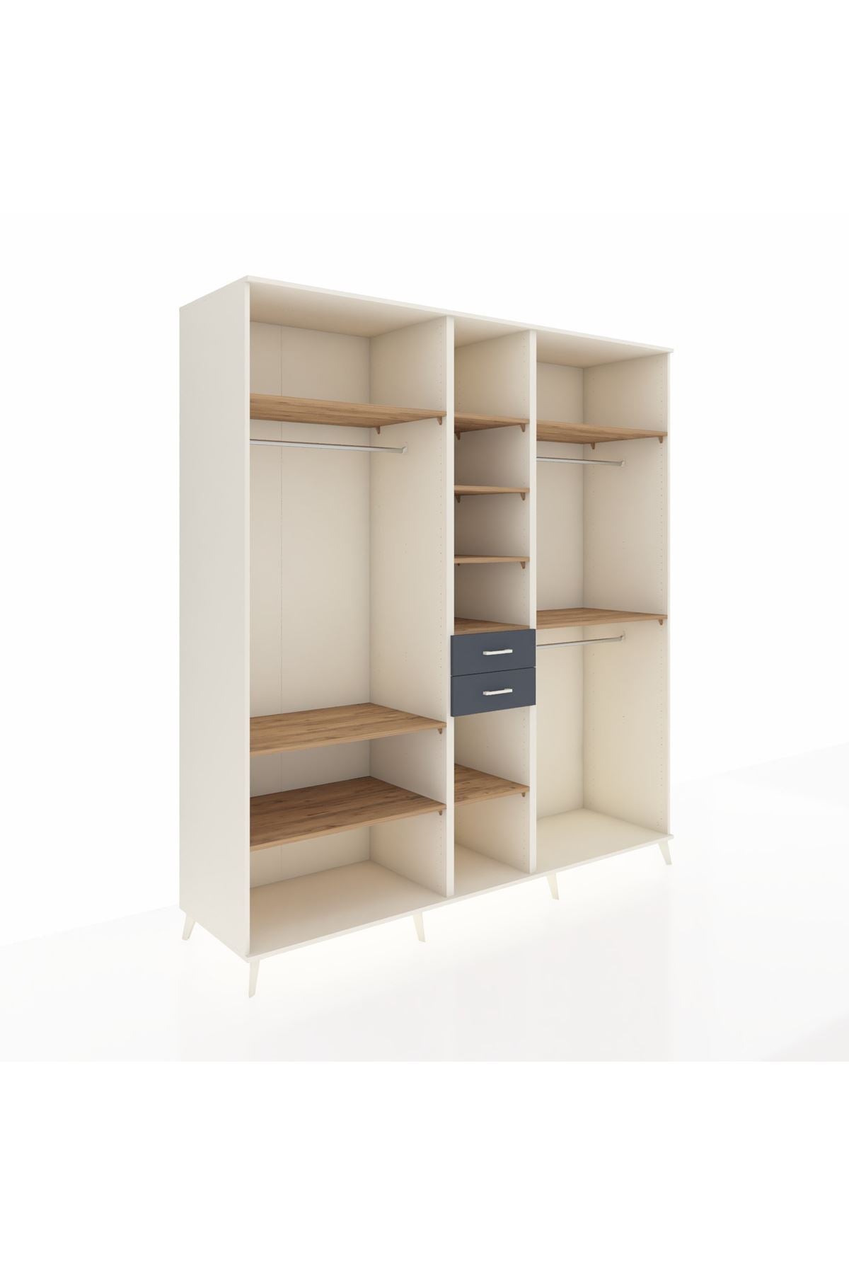 Kronos Dolap 10 Raflı 2 Çekmeceli 3 Askılı 220x59x243 Aytaşı-Çam/Antrasit