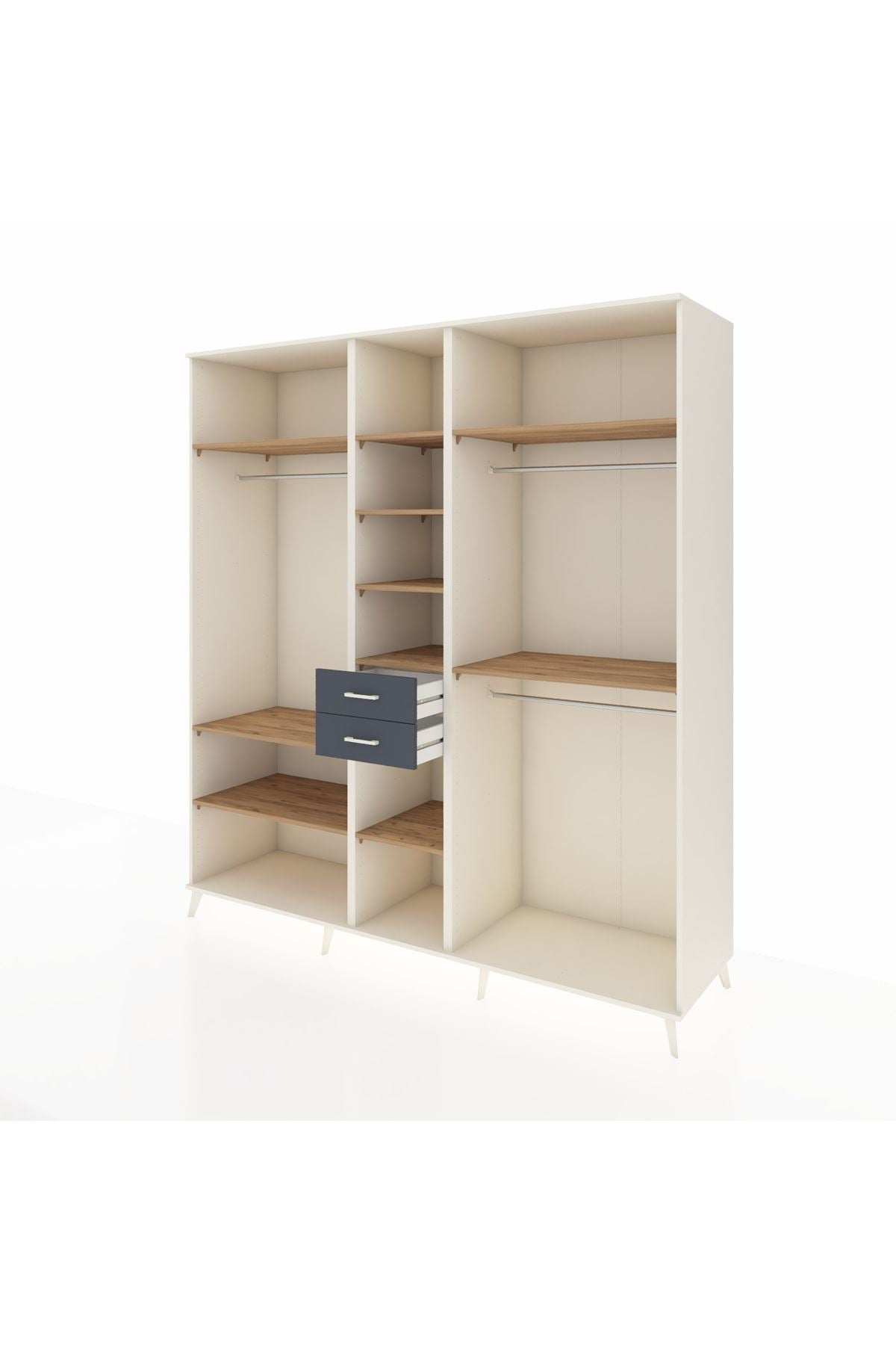 Kronos Dolap 10 Raflı 2 Çekmeceli 3 Askılı 220x59x243 Aytaşı-Çam/Antrasit