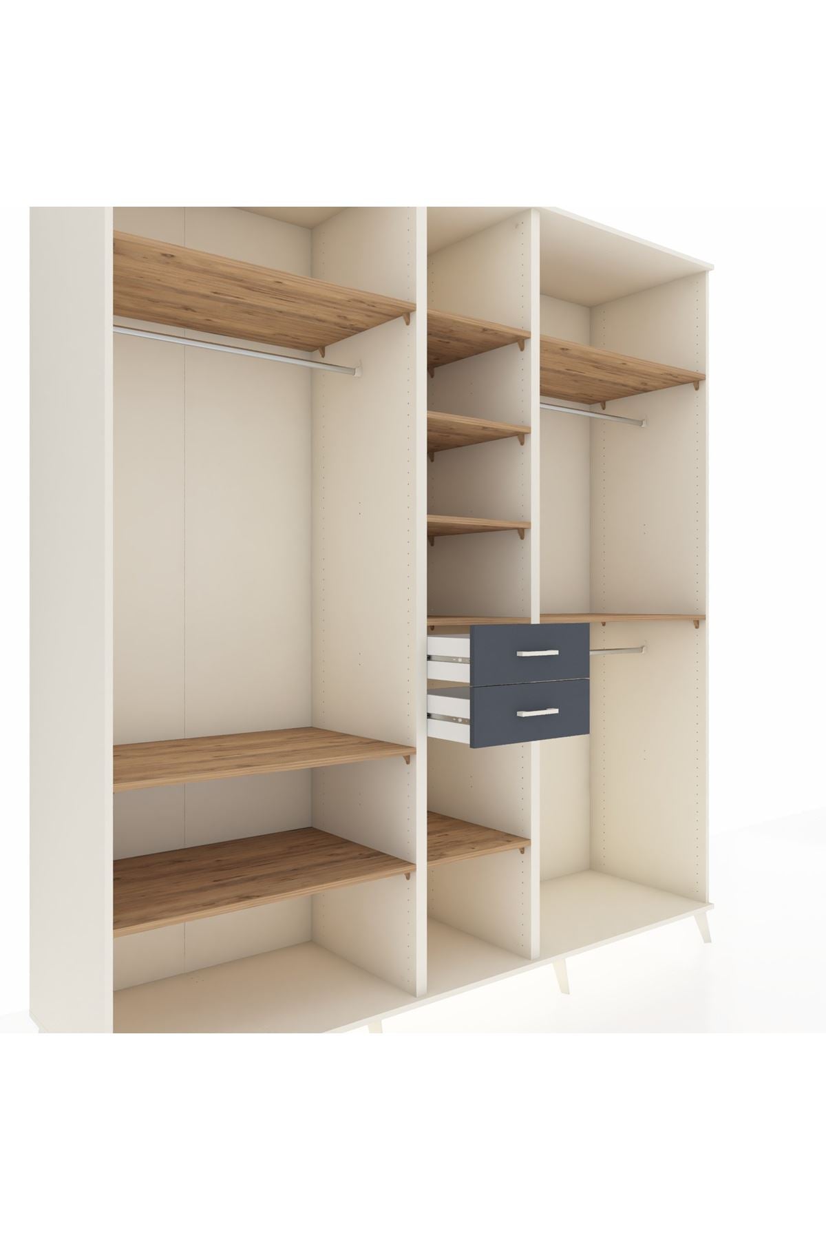 Kronos Dolap 10 Raflı 2 Çekmeceli 3 Askılı 220x59x243 Aytaşı-Çam/Antrasit