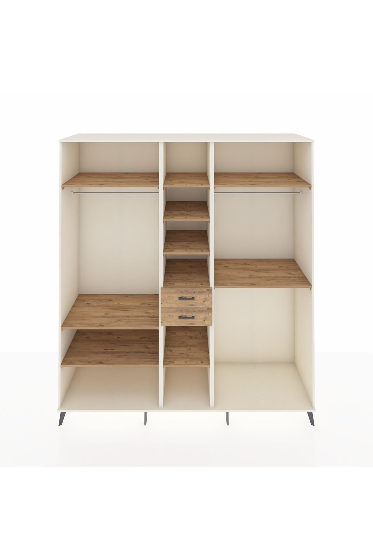 Kronos Dolap 10 Raflı 2 Çekmeceli 3 Askılı 220x59x243 Aytaşı-Çam/Çam