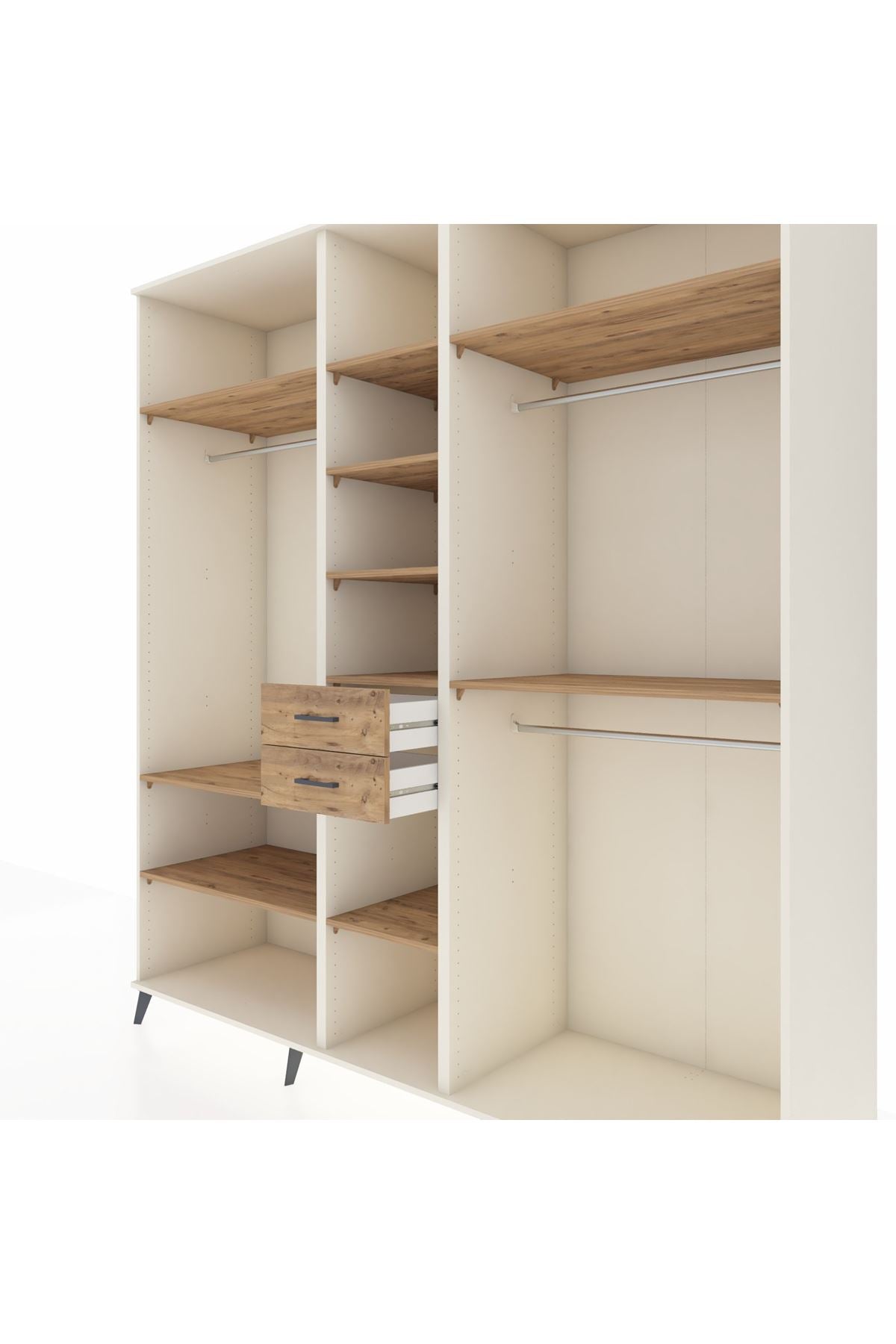 Kronos Dolap 10 Raflı 2 Çekmeceli 3 Askılı 220x59x243 Aytaşı-Çam/Çam