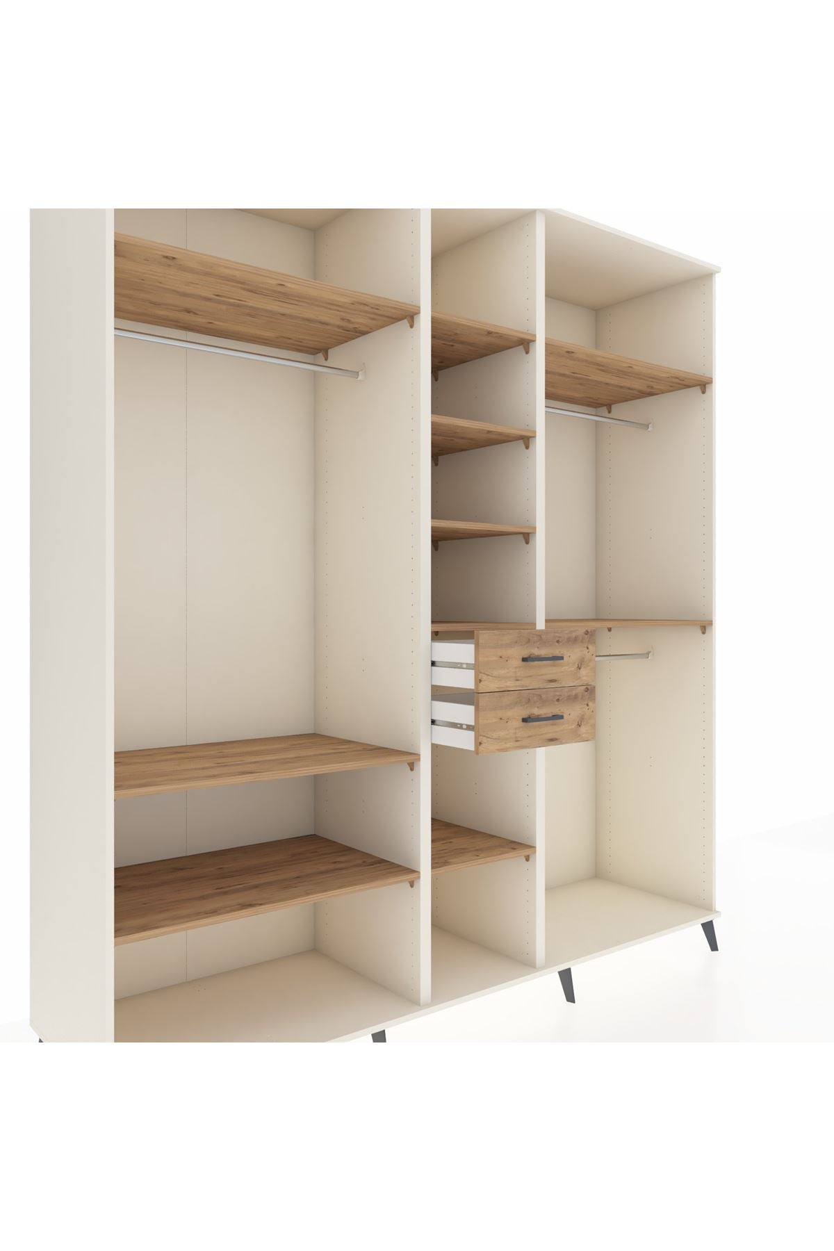 Kronos Dolap 10 Raflı 2 Çekmeceli 3 Askılı 220x59x243 Aytaşı-Çam/Çam