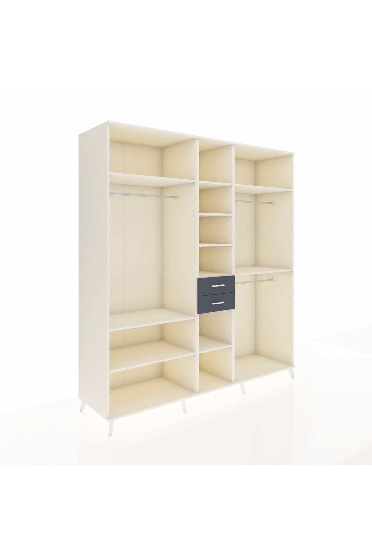 Kronos Dolap 10 Raflı 2 Çekmeceli 3 Askılı 220x59x243 Aytaşı-Aytaşı/Antrasit