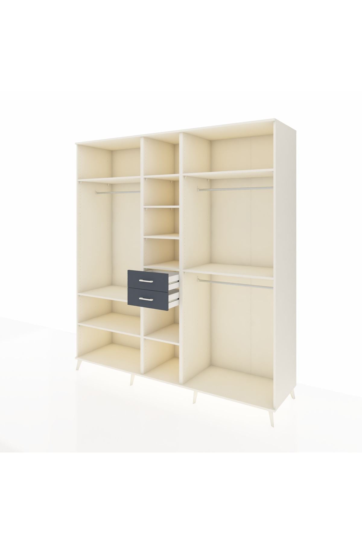 Kronos Dolap 10 Raflı 2 Çekmeceli 3 Askılı 220x59x243 Aytaşı-Aytaşı/Antrasit