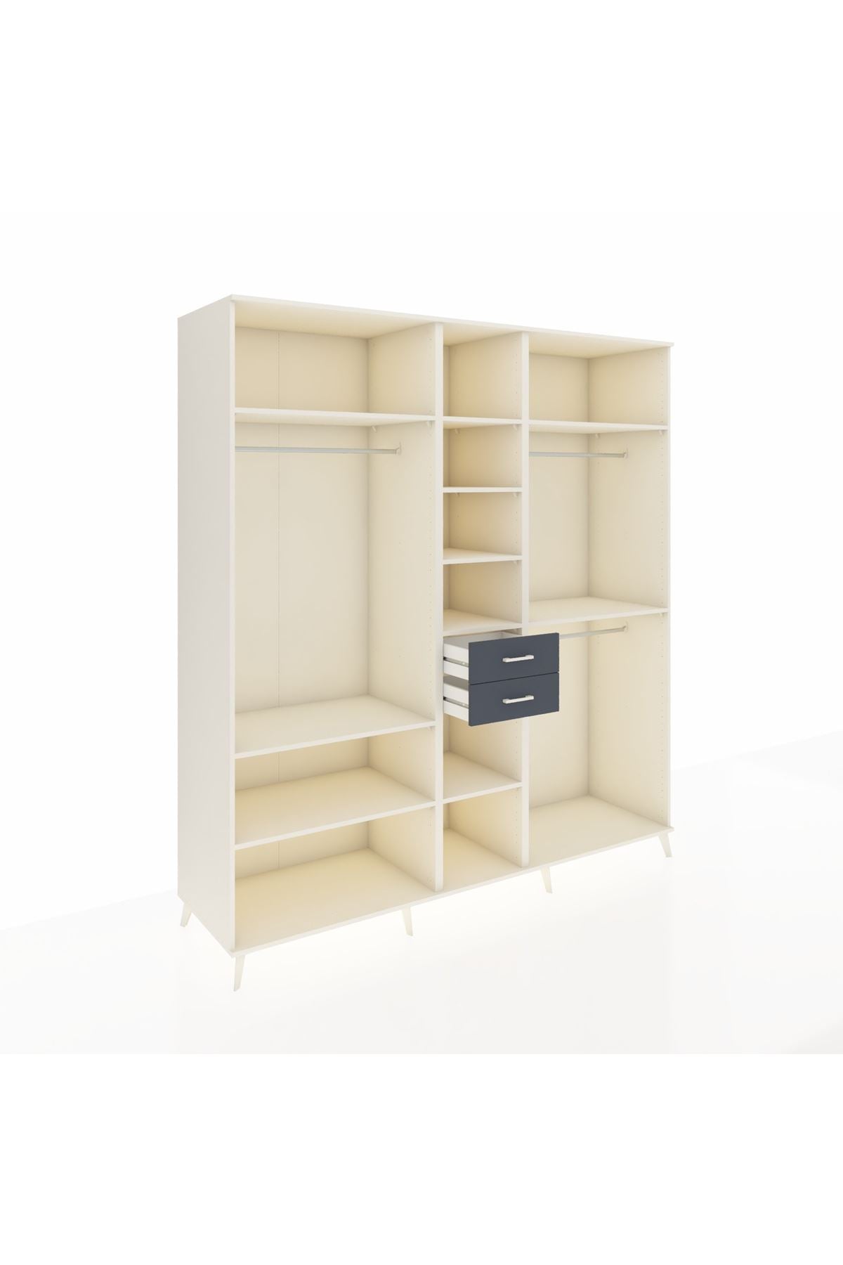 Kronos Dolap 10 Raflı 2 Çekmeceli 3 Askılı 220x59x243 Aytaşı-Aytaşı/Antrasit