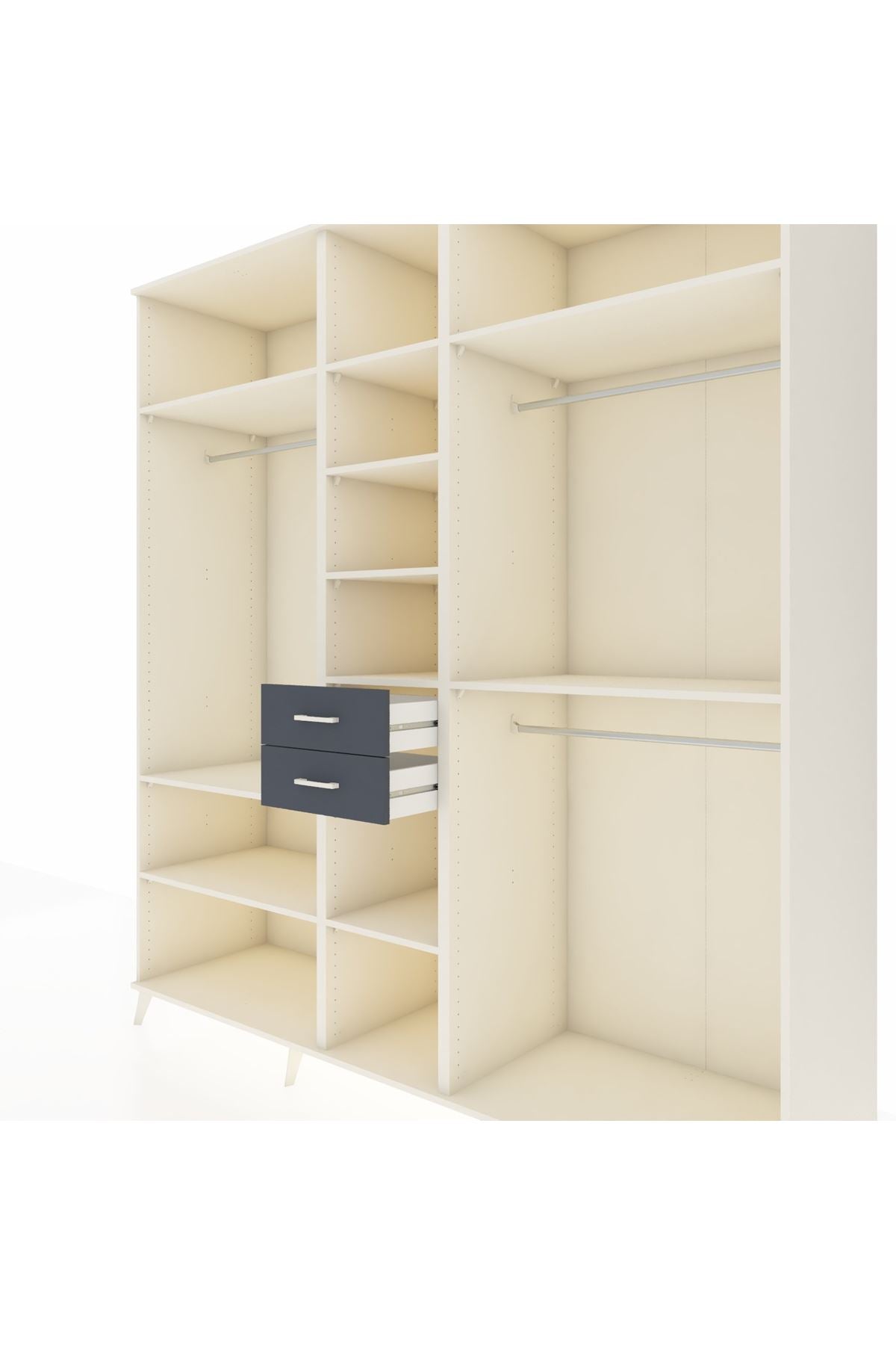 Kronos Dolap 10 Raflı 2 Çekmeceli 3 Askılı 220x59x243 Aytaşı-Aytaşı/Antrasit