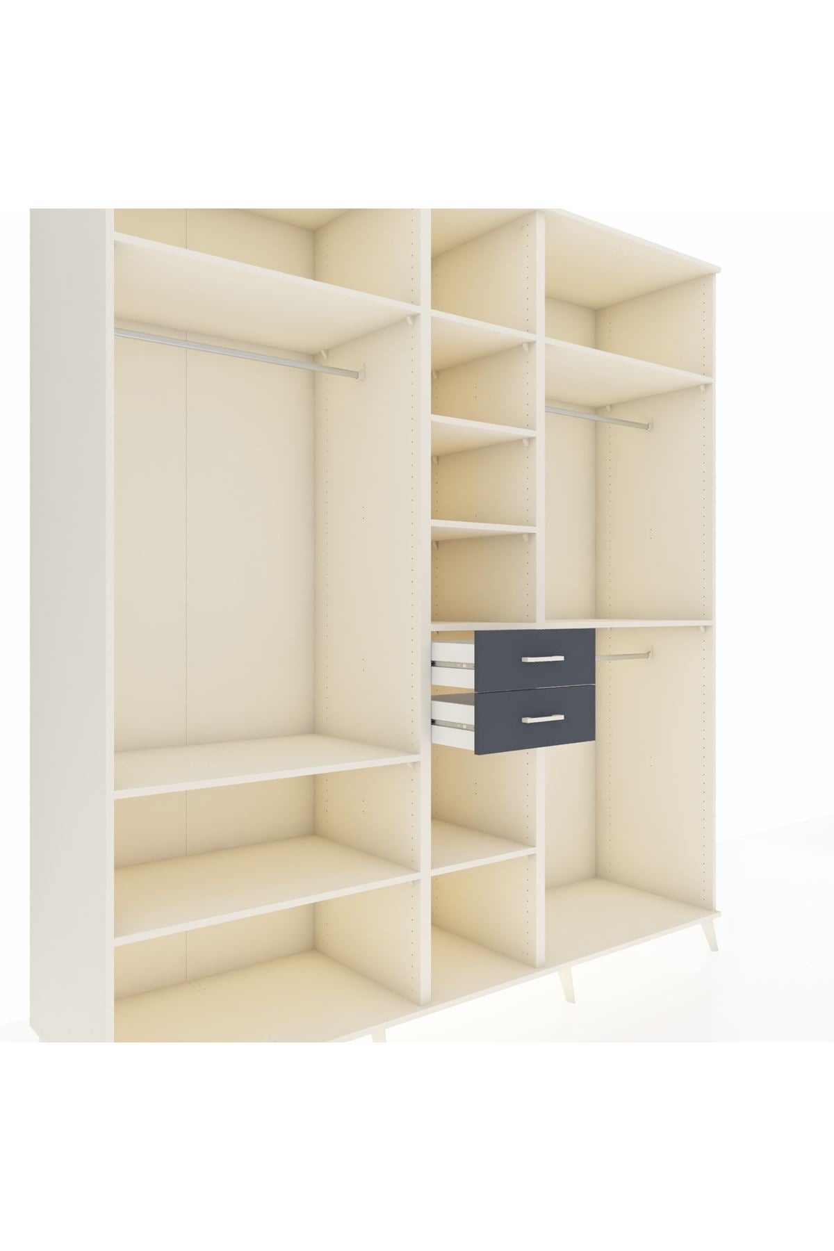 Kronos Dolap 10 Raflı 2 Çekmeceli 3 Askılı 220x59x243 Aytaşı-Aytaşı/Antrasit