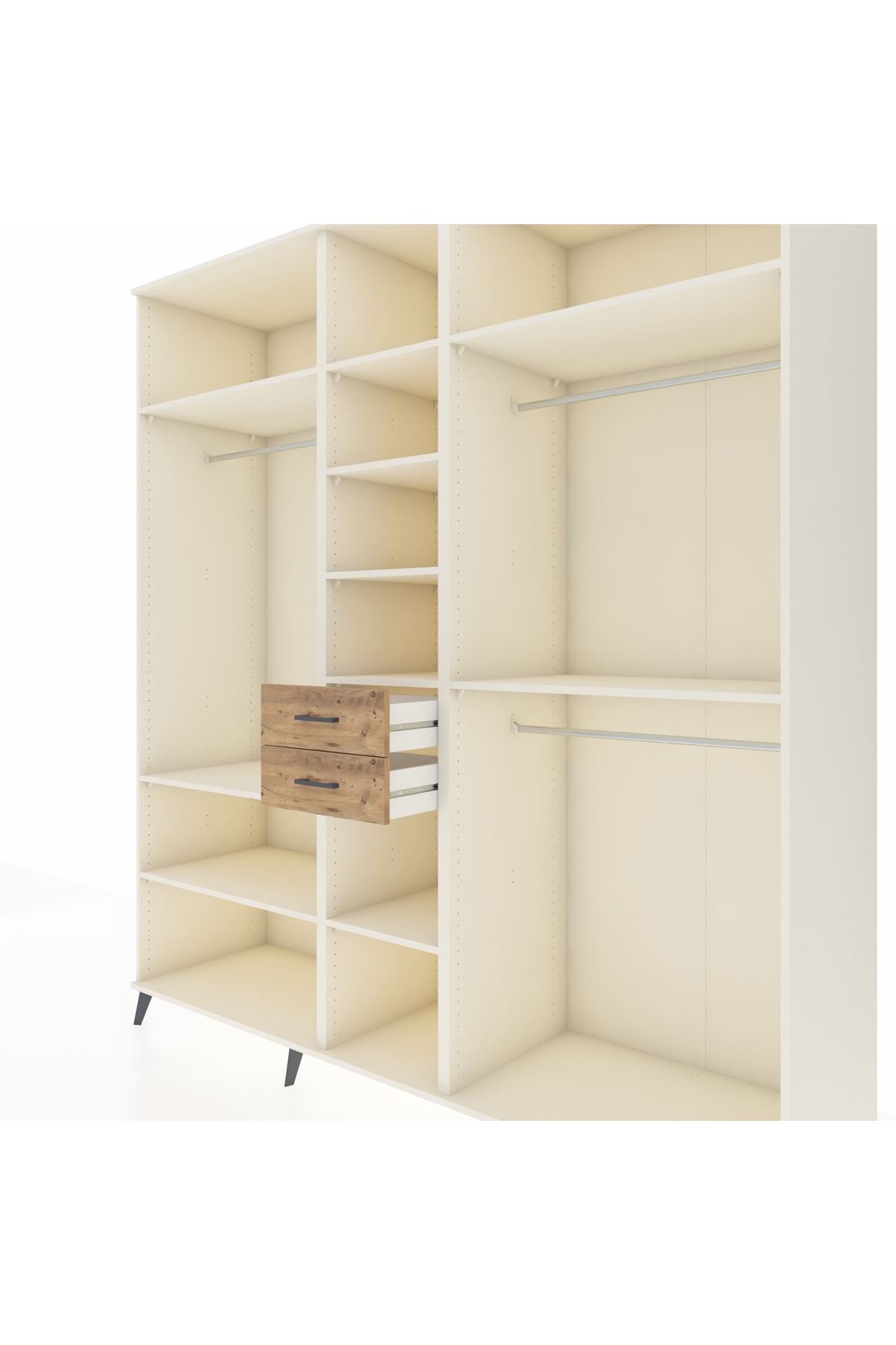 Kronos Dolap 10 Raflı 2 Çekmeceli 3 Askılı 220x59x243 Aytaşı-Aytaşı/Çam