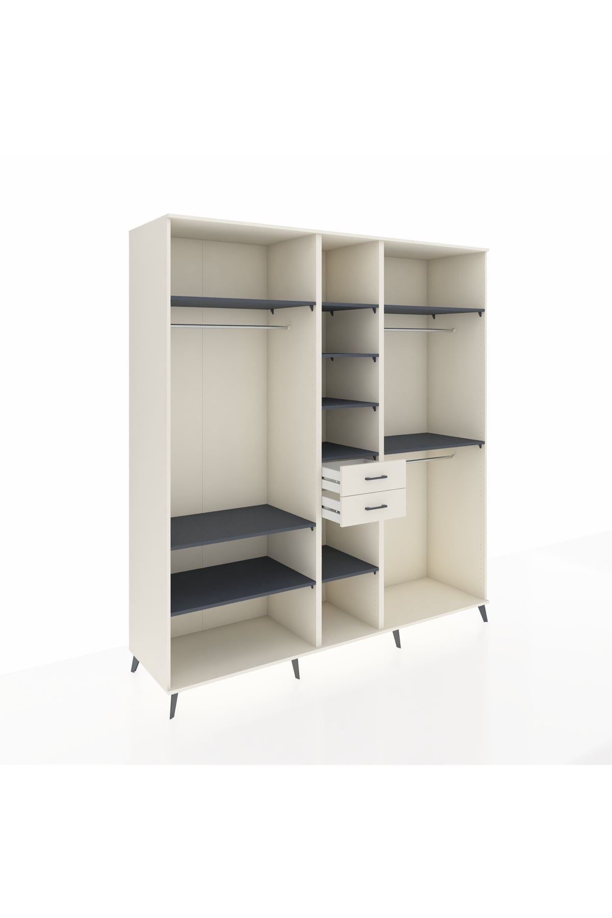 Kronos Dolap 10 Raflı 2 Çekmeceli 3 Askılı 220x59x243 Aytaşı-Antrasit/Aytaşı