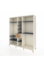 Kronos Dolap 10 Raflı 2 Çekmeceli 3 Askılı 220x59x243 Aytaşı-Antrasit/Çam