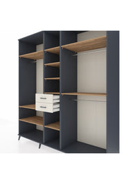 Kronos Dolap 10 Raflı 2 Çekmeceli 3 Askılı 220x59x243 Antrasit-Çam/Aytaşı