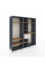 Kronos Dolap 10 Raflı 2 Çekmeceli 3 Askılı 220x59x243 Antrasit-Çam/Aytaşı