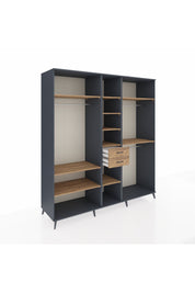 Kronos Dolap 10 Raflı 2 Çekmeceli 3 Askılı 220x59x243 Antrasit-Çam/Çam