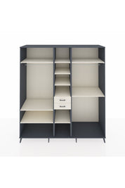 Kronos Dolap 10 Raflı 2 Çekmeceli 3 Askılı 220x59x243 Antrasit-Aytaşı/Aytaşı