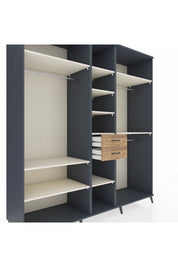 Kronos Dolap 10 Raflı 2 Çekmeceli 3 Askılı 220x59x243 Antrasit-Aytaşı/Çam