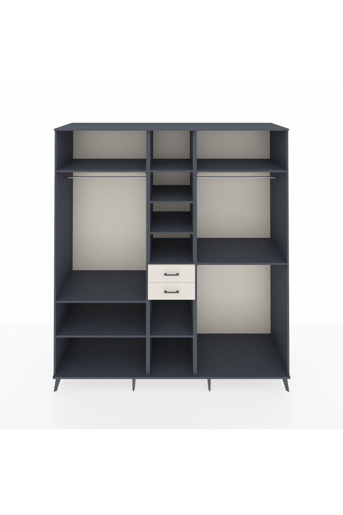 Kronos Dolap 10 Raflı 2 Çekmeceli 3 Askılı 220x59x243 Antrasit-Antrasit/Aytaşı