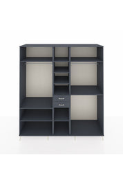 Kronos Dolap 10 Raflı 2 Çekmeceli 3 Askılı 220x59x243 Antrasit-Antrasit/Antrasit