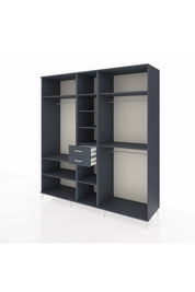 Kronos Dolap 10 Raflı 2 Çekmeceli 3 Askılı 220x59x243 Antrasit-Antrasit/Antrasit