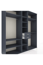 Kronos Dolap 10 Raflı 2 Çekmeceli 3 Askılı 220x59x243 Antrasit-Antrasit/Antrasit