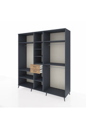 Kronos Dolap 10 Raflı 2 Çekmeceli 3 Askılı 220x59x243 Antrasit-Antrasit/Çam