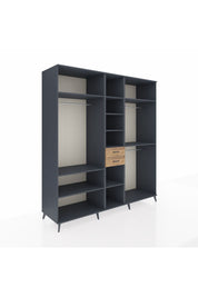 Kronos Dolap 10 Raflı 2 Çekmeceli 3 Askılı 220x59x243 Antrasit-Antrasit/Çam