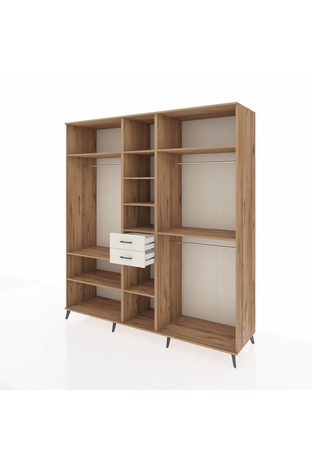 Kronos Dolap 10 Raflı 2 Çekmeceli 3 Askılı 220x59x243 Çam-Çam/Aytaşı