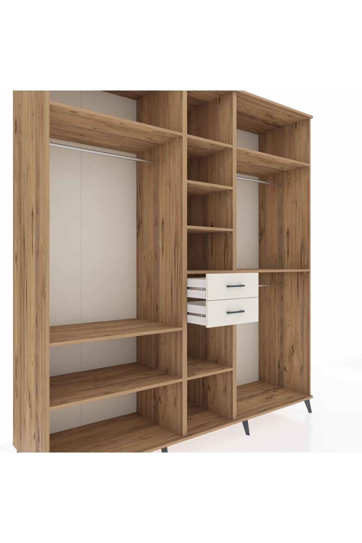 Kronos Dolap 10 Raflı 2 Çekmeceli 3 Askılı 220x59x243 Çam-Çam/Aytaşı