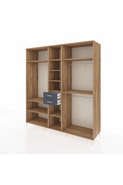 Kronos Dolap 10 Raflı 2 Çekmeceli 3 Askılı 220x59x243 Çam-Çam/Antrasit