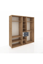 Kronos Dolap 10 Raflı 2 Çekmeceli 3 Askılı 220x59x243 Çam-Çam/Antrasit