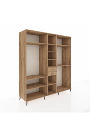 Kronos Dolap 10 Raflı 2 Çekmeceli 3 Askılı 220x59x243 Çam-Çam/Çam