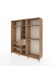 Kronos Dolap 10 Raflı 2 Çekmeceli 3 Askılı 220x59x243 Çam-Çam/Çam