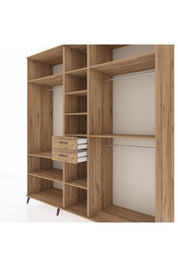 Kronos Dolap 10 Raflı 2 Çekmeceli 3 Askılı 220x59x243 Çam-Çam/Çam