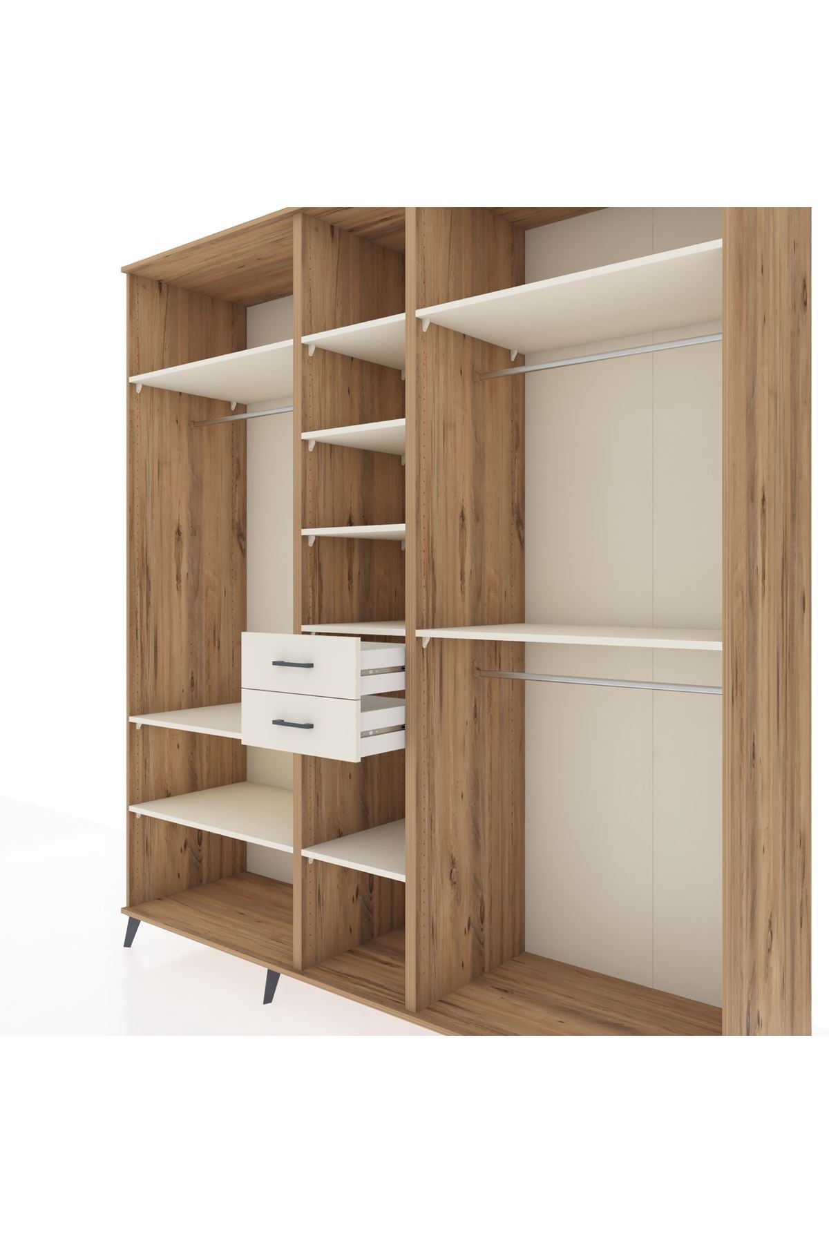 Kronos Dolap 10 Raflı 2 Çekmeceli 3 Askılı 220x59x243 Çam-Aytaşı/Aytaşı