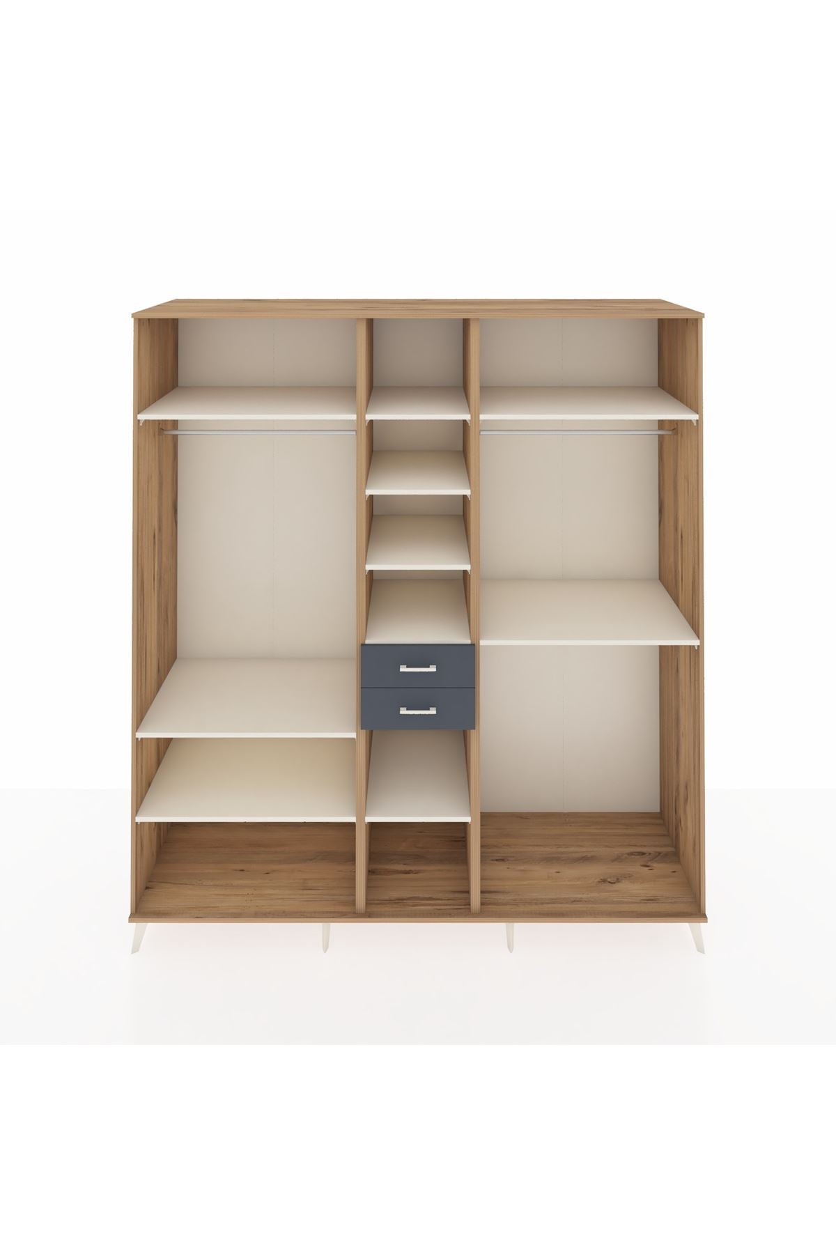 Kronos Dolap 10 Raflı 2 Çekmeceli 3 Askılı 220x59x243 Çam-Aytaşı/Antrasit