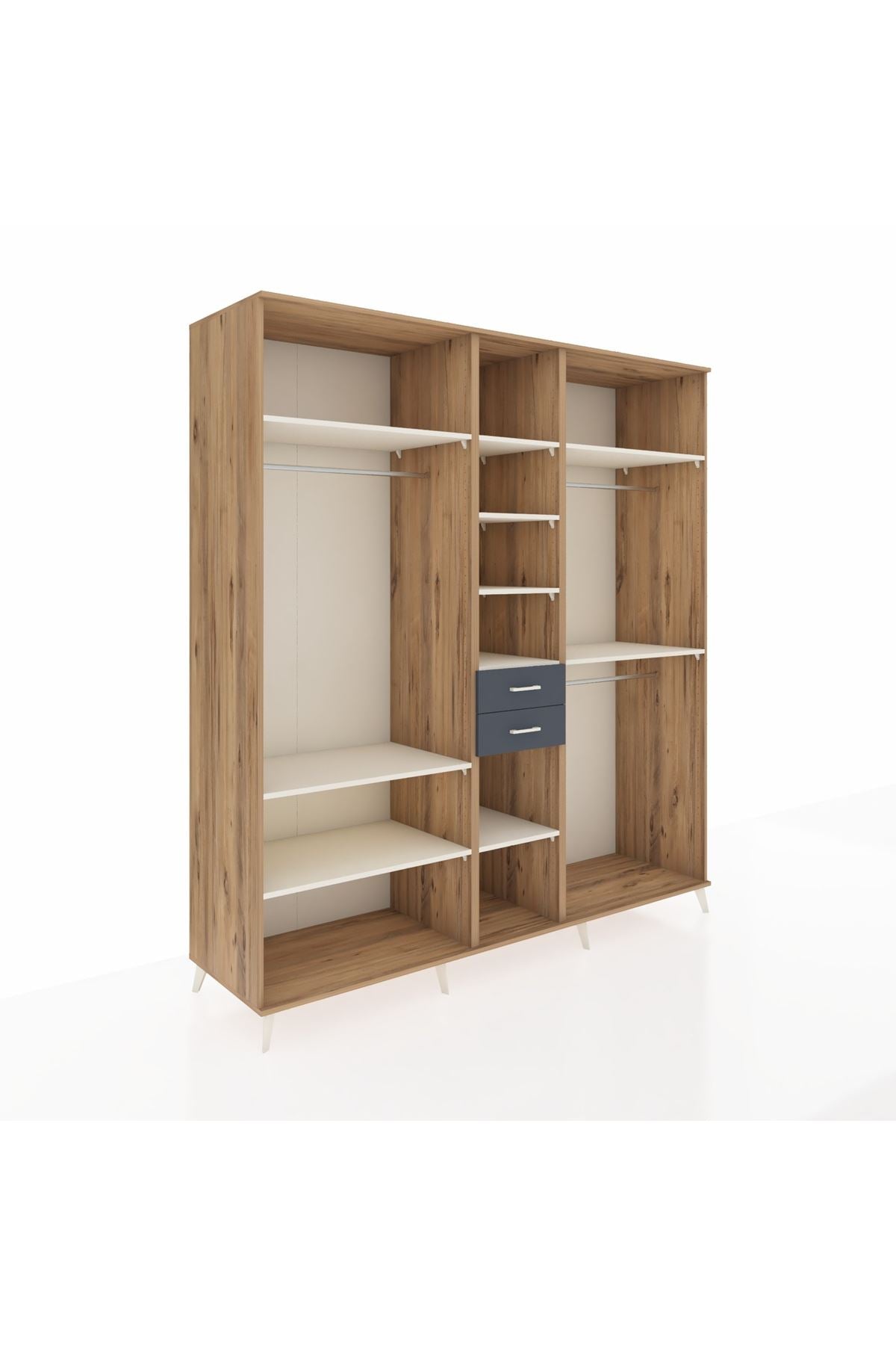 Kronos Dolap 10 Raflı 2 Çekmeceli 3 Askılı 220x59x243 Çam-Aytaşı/Antrasit