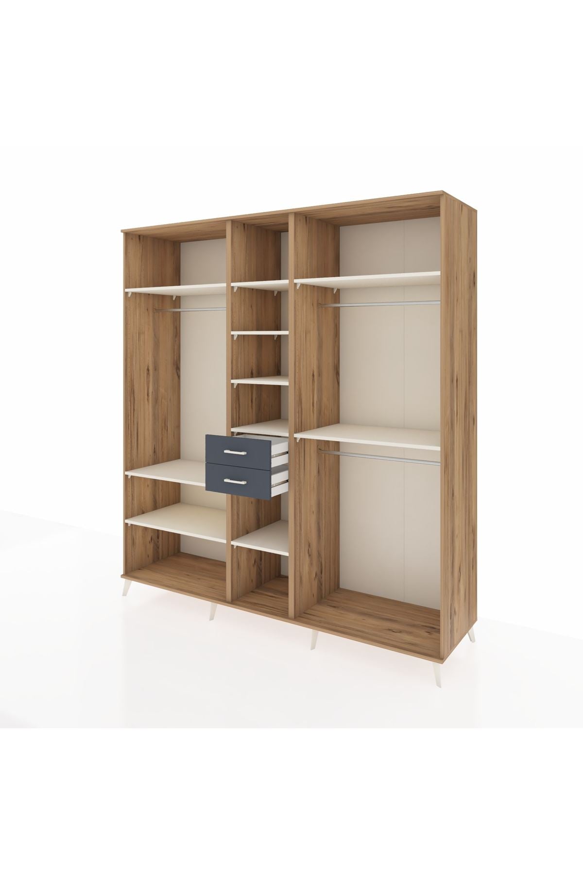 Kronos Dolap 10 Raflı 2 Çekmeceli 3 Askılı 220x59x243 Çam-Aytaşı/Antrasit